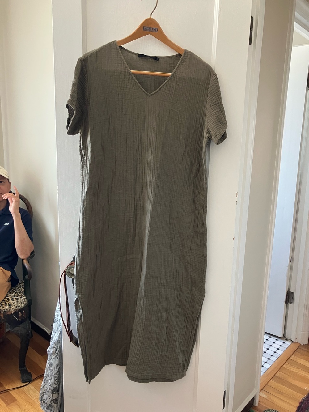Jenni kayne cotton gauze olive green dress